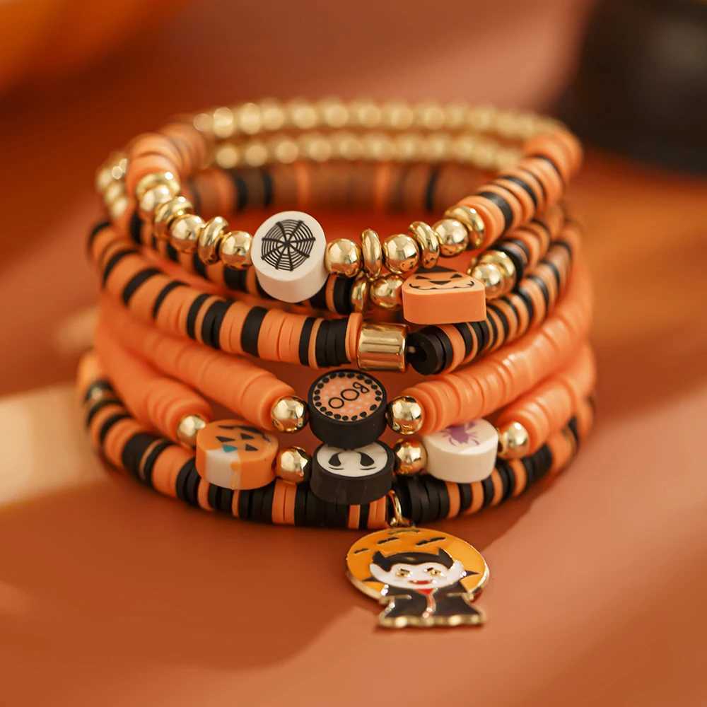 Halloween Pumpkin Ghost Bracelet Acrylic Material Holiday Party Essential Jewelry Gifts Suitable for Fashion Women GirlsX240921