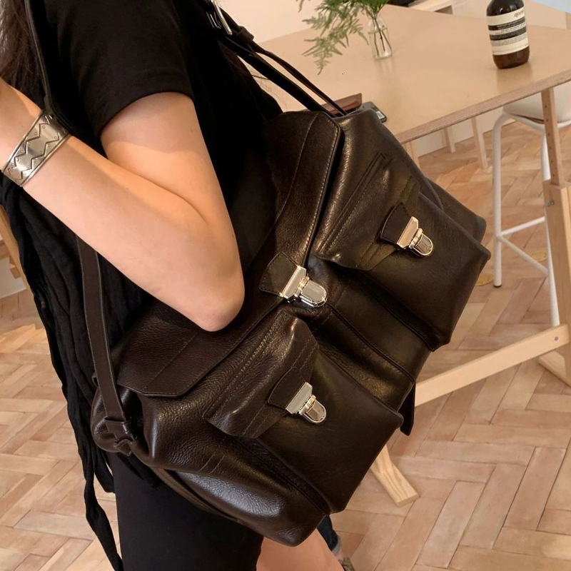 Moto & Biker Pillow Bags For Women Designer Handbag Purse 2023 New In Vintage PU Large Capacity Multiple Pockets Shoulder