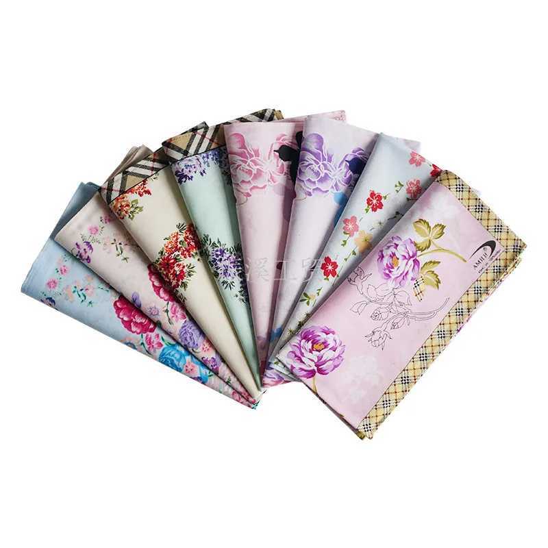 3Pcs 43x43cm Printed 100% Cotton Womens Sweater Scarf Handle Wedding Valentines Day Gift W240921