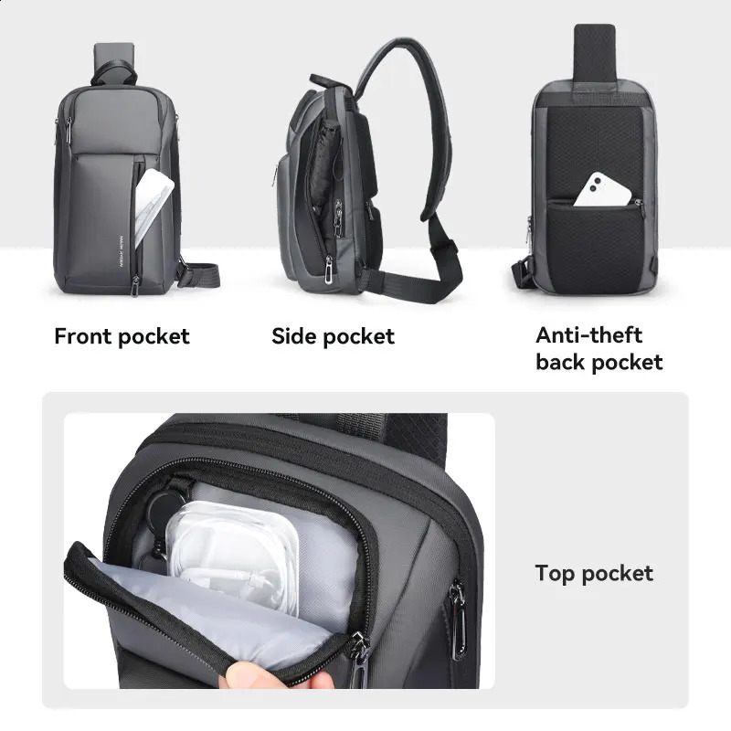 MarkRyden Colonne Fashionable chest bag outdoor casual waterproof shoulder cross body large space mens sling 240919