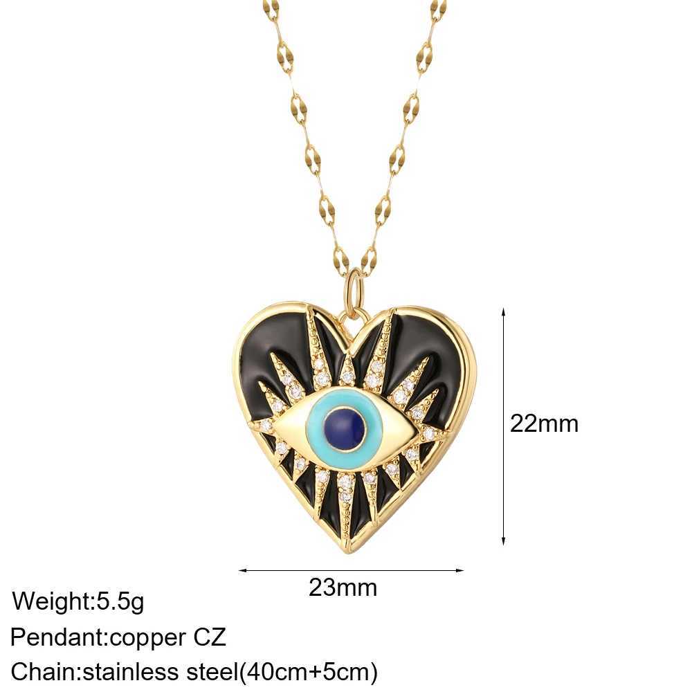 Heart shaped evil blue eyed sun necklace suitable for women cute dogs bees elephants gold pendant womens necklace long stainless steel chain W240918