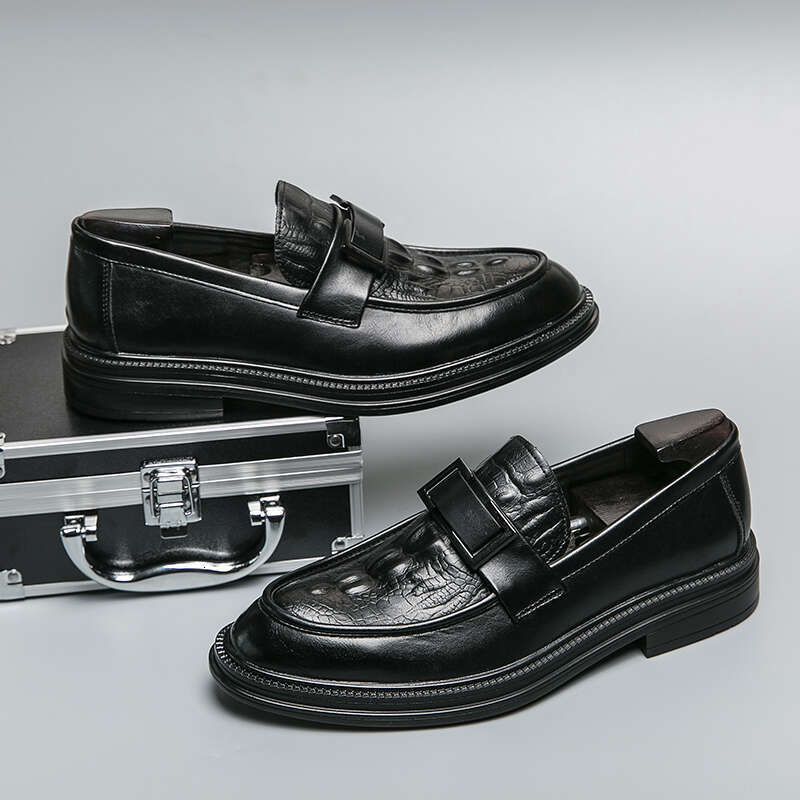 Classic Brand Genuine Leather Fashionable Low Top Banquet Dress Men's Loafers Business Casual Shoes