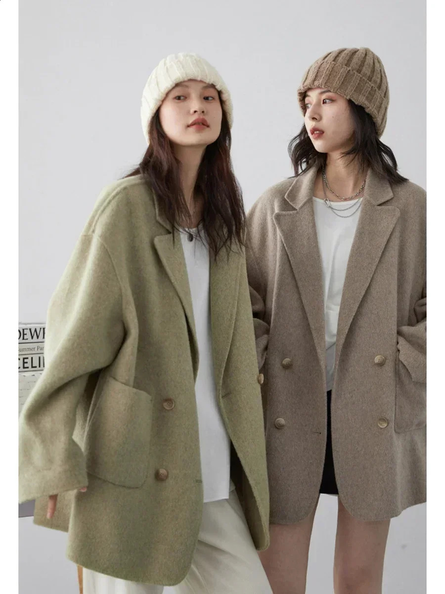 CHIC VEN Womens Woolen Coats Korean Loose Casual Retro Double-Sided Warm Jackets Office Lady Outerwear Autumn Winter 240912