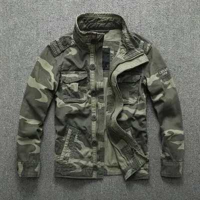 Casual clothing mens oversized camouflage jacket sports jacket thick denim jacket mens green military winter camouflage jacket mens XXLW240711