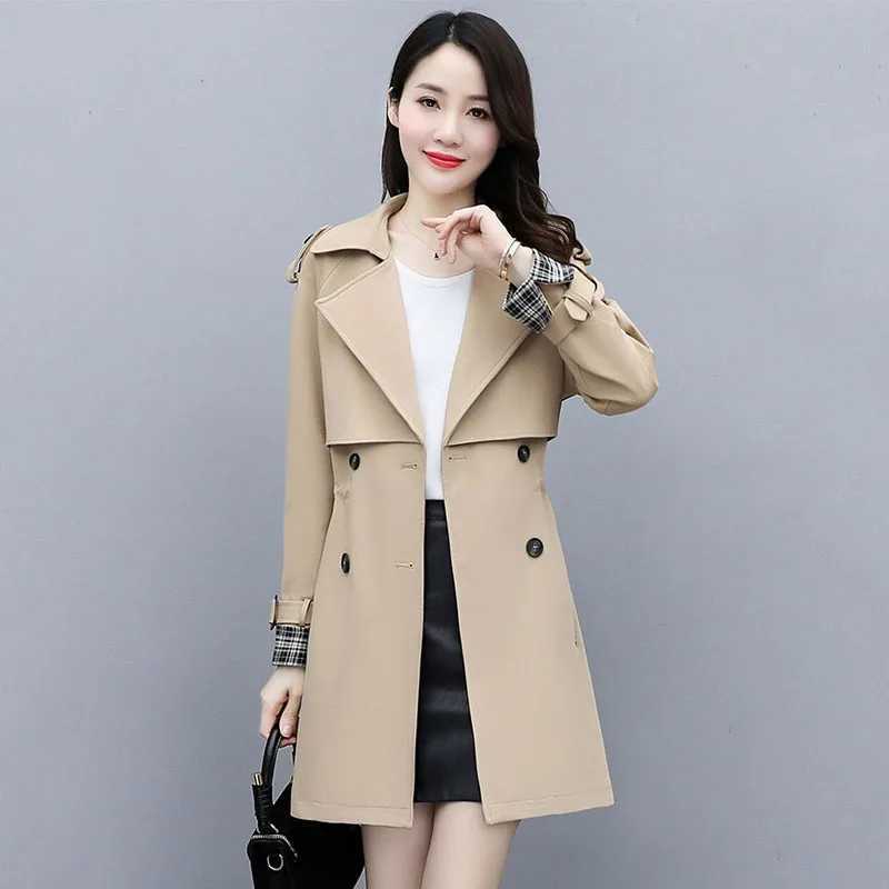 Windbreaker Women In Spring 2023 The New Korean Version Of Waist-shrinking Slim Casual Temperament And Drooping Fashion CoatX240921