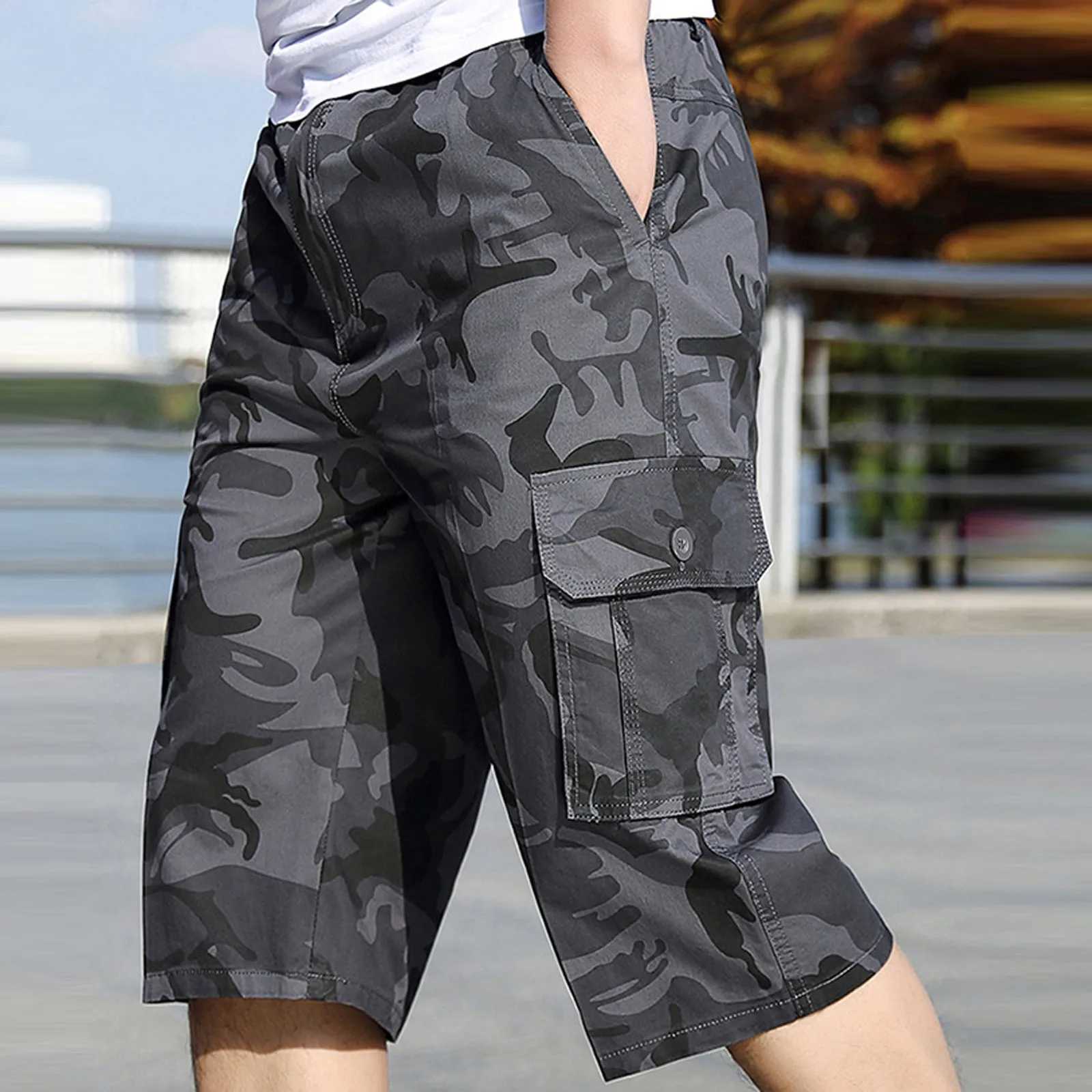 Men Cargo Shorts 2024 Men Summer Casual Cotton Multi Pockets Hot Breeches Cropped Trousers Military Camouflage Shorts 2xl-6xlX240921