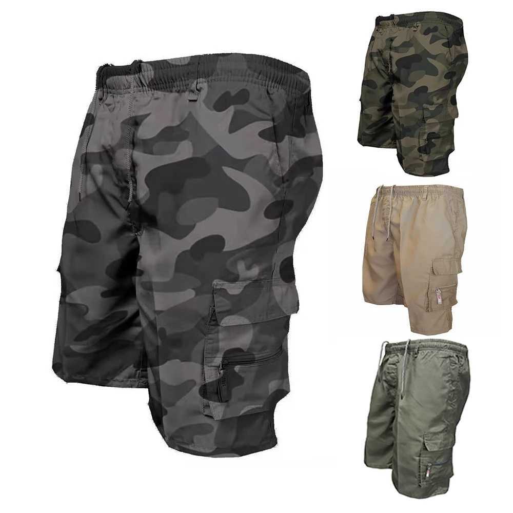 Mens Tactical Shorts Summer Casual Jogging Cargo Shorts Loose Multi-pockets Elastic Waist Work Hiking Overalls Short PantsX240921