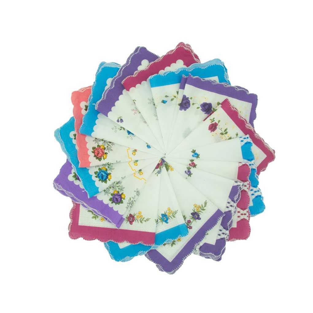 10 Pieces Vintage Handkerchief Hanky Birthday Gift Pattern RandomX240921
