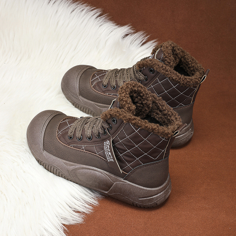 Designer Cotton Shoes Women In With Thickened Veet 2024 Autumn Winter New High Cut Thick Soled Snow For Sports And Leisure Non Slip Short Boots