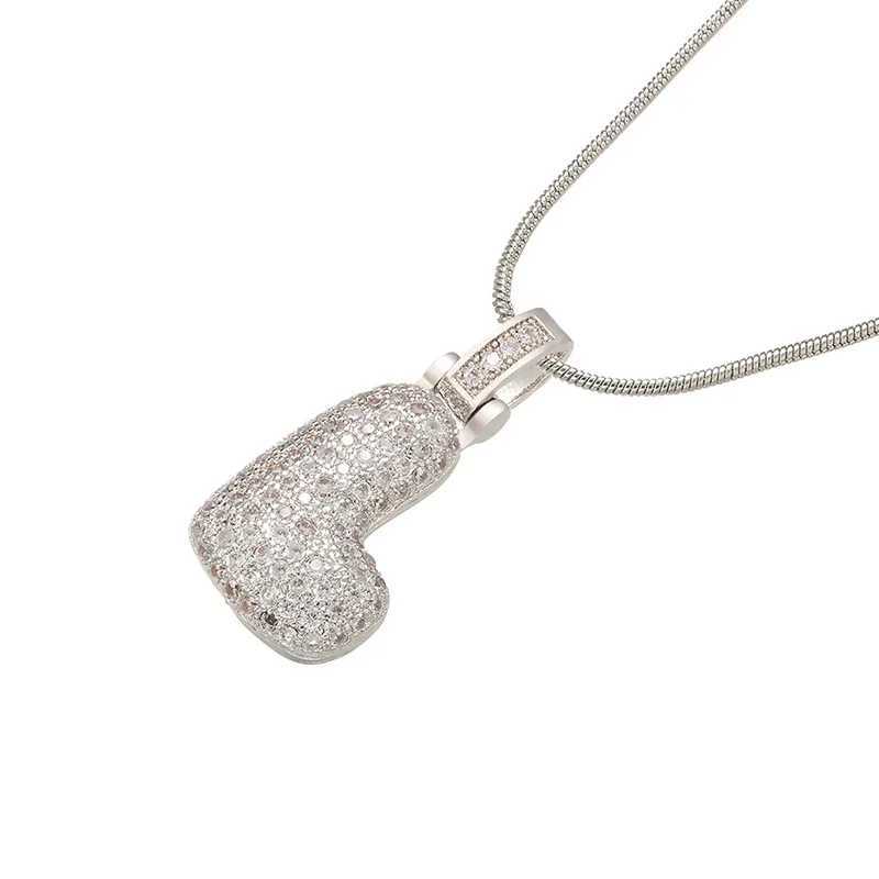 Zhukou Silver Bubble initial letters necklace 26 letter pendants necklace women brass CZ jewelry wholesale W240918