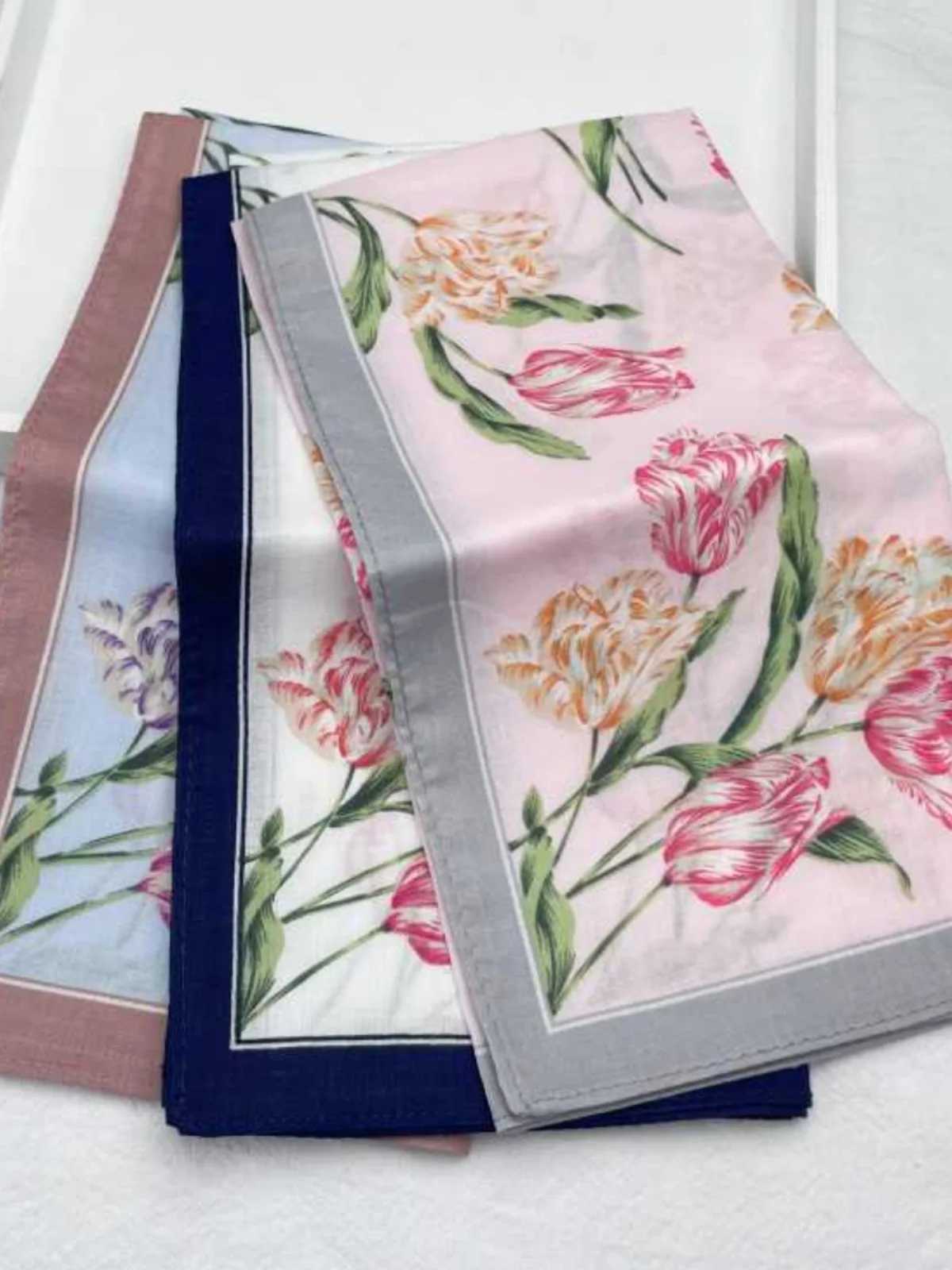 45x45CM Pure Cotton Printed Handkerchiefs Colorful Hankies Girls Women Pocket Floral Pattern Square Hijab HandkerchiefsX240921
