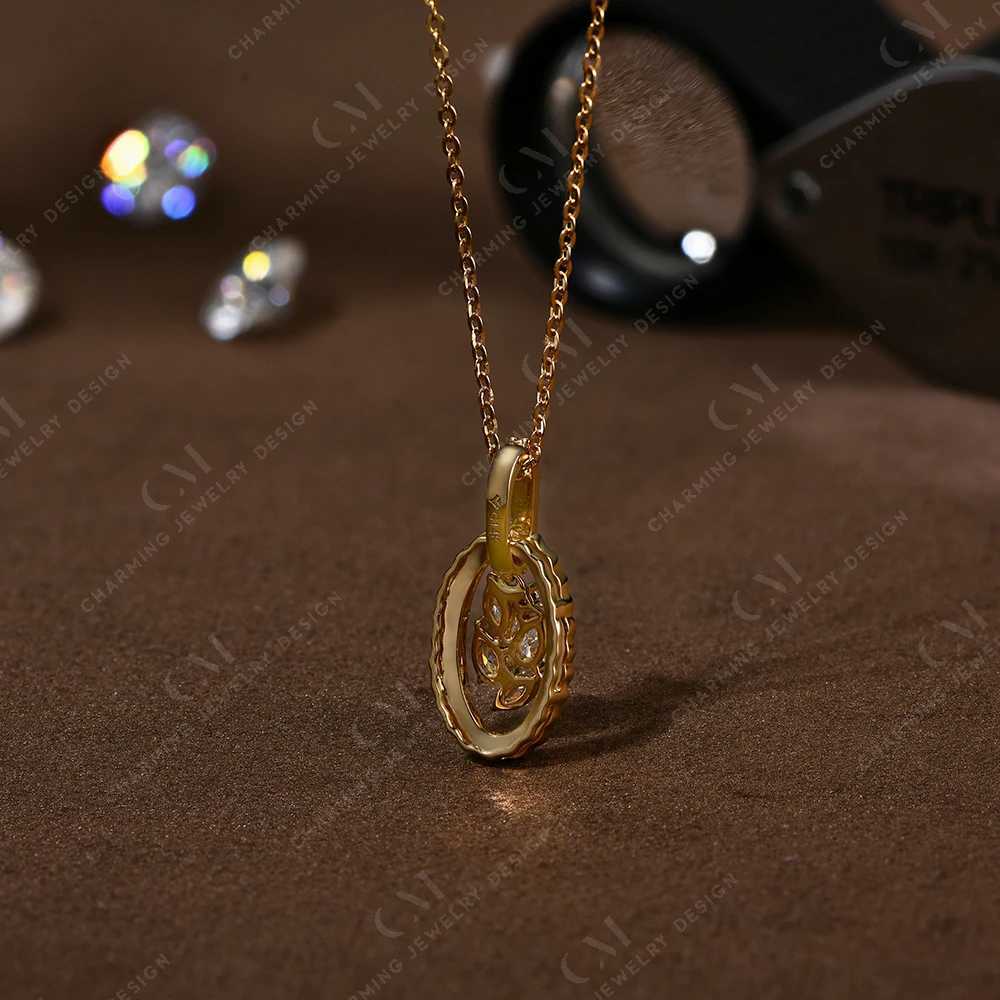 CHARMING 2024 Luxury Full D VVS1 Colored Moissanite Necklace Womens Solid 18K Gold Exquisite Wedding Jewelry W240918