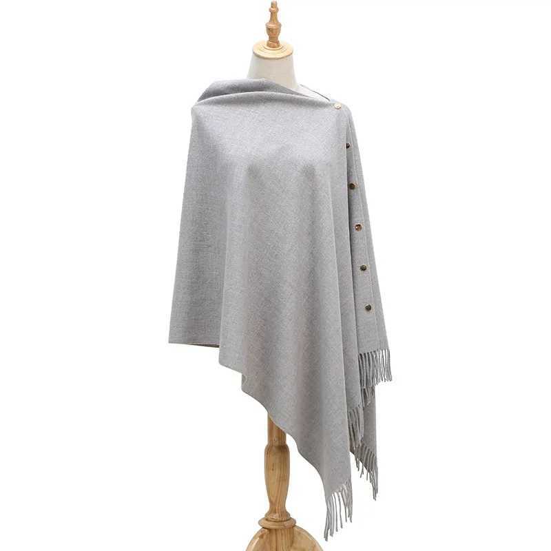 Spring and Autumn Womens Imitation Cashmere Womens Shawl Warm Solid Color Tassel Shawl Dual purpose Raincoat Shawl Pink W240921