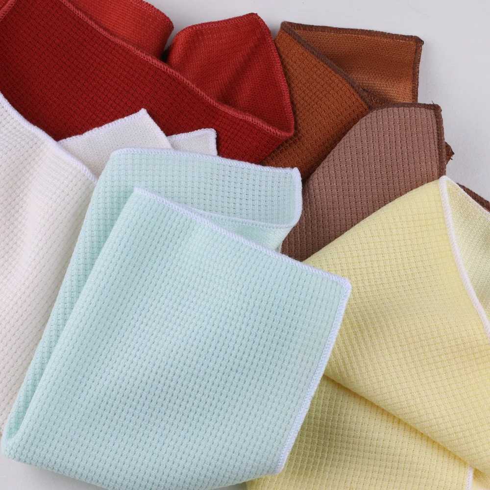 New Pure Solid Color Black White Pocket Square Cotton Linen Handkerchief 23CM Width Formal Dress Wedding Party Banquet HankyX240921
