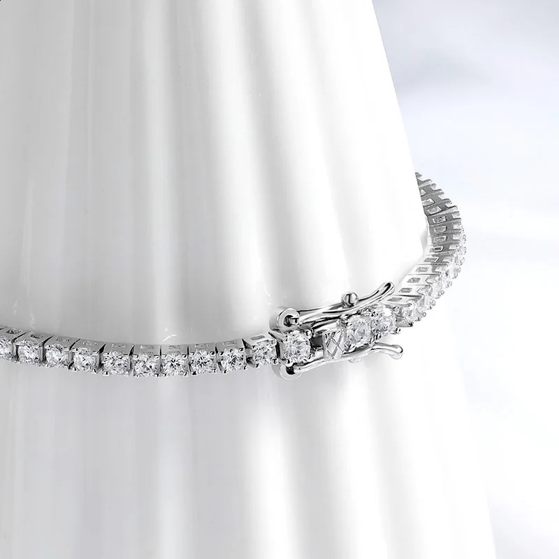 Smyoue 2MM D color 100% genuine silica womens tennis bracelet laboratory diamond original silver 925 jewelry hiphop party chain 240912