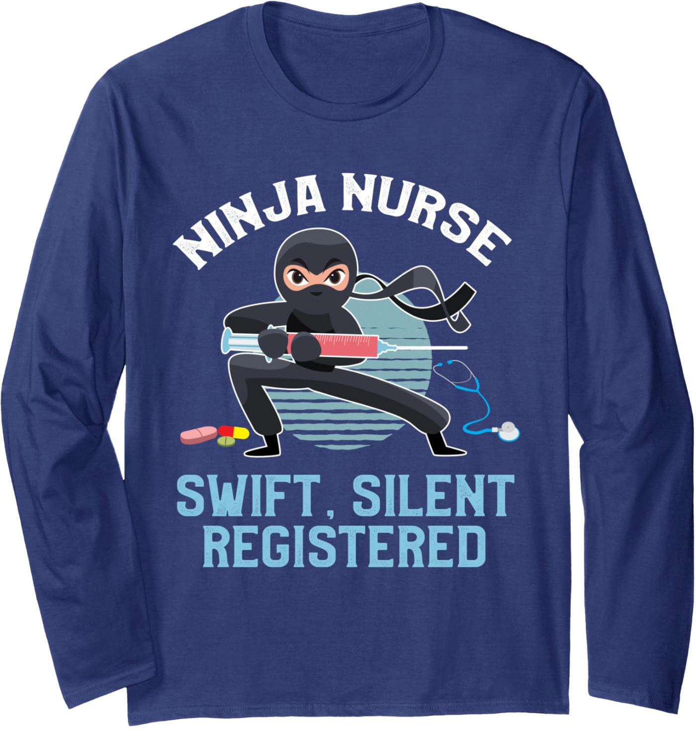 Long Sleeve Shirts for Men sweatshirt Funny Ninja Nurse Swift Silent Registered Nursing Frontliner Long Sleeve Tee Streetwear Casual tops clothes