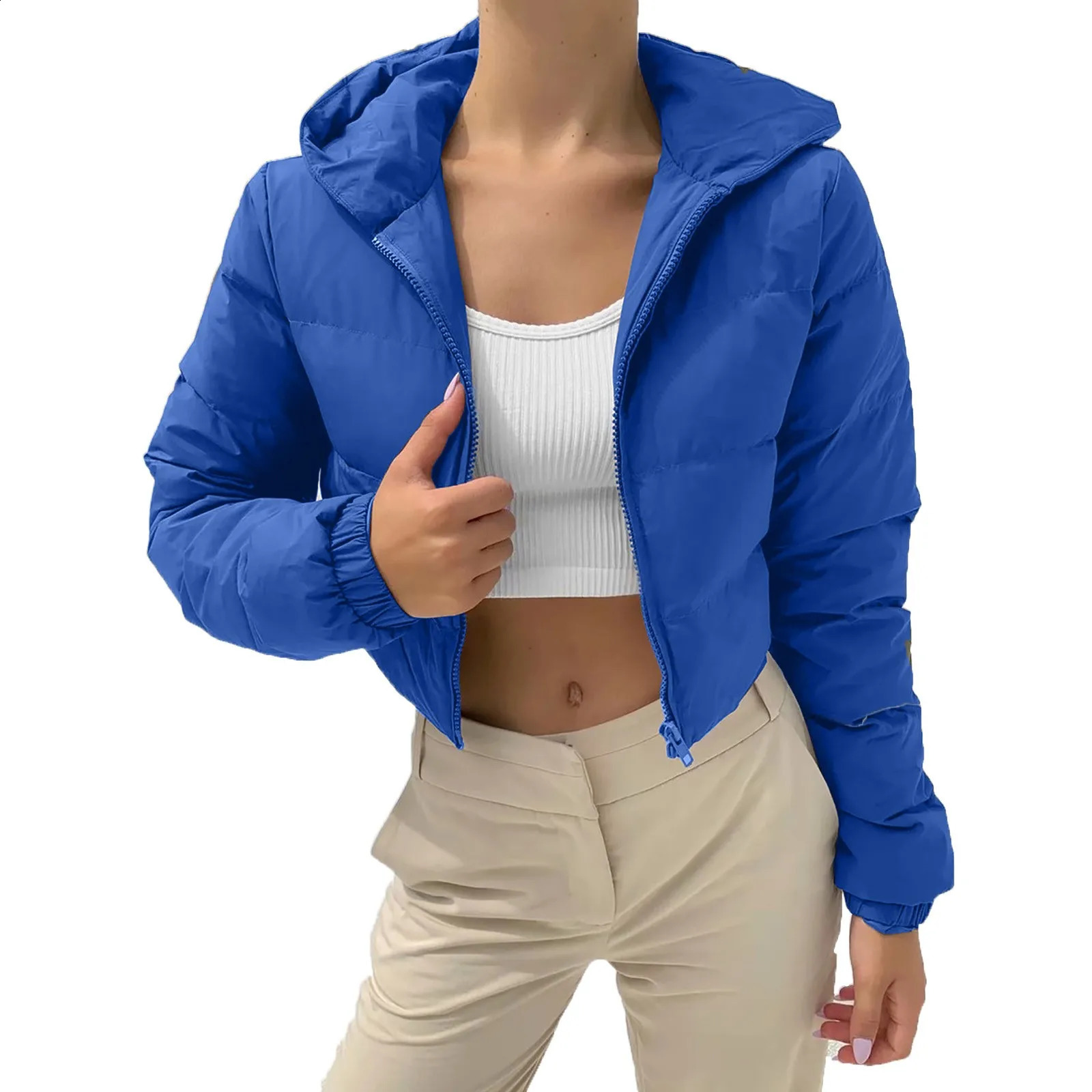 Fall Winter Solid Down Coat Puffer Jacket And Coats For Women Bubble Outerwear Cropped Outwear Zipper Oversized Overcoat 240920