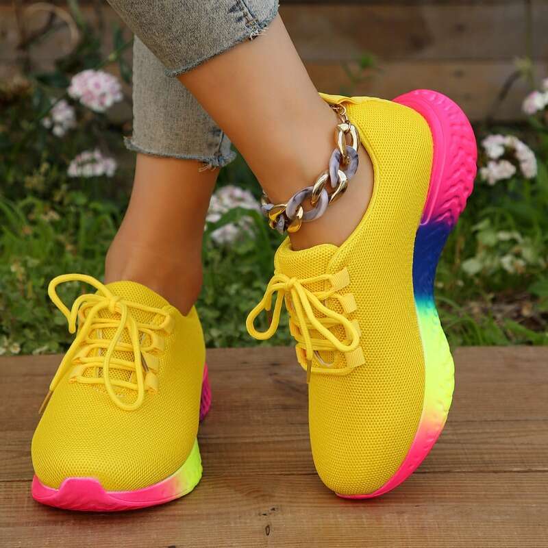 Fall New Mesh Breathable Women Sneakers Fashion Lace Up Ladies Casual Round Toe Walking Tennis Shoes atos De Mujer