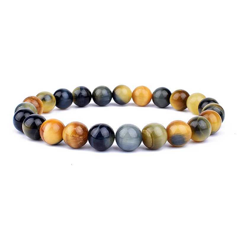 Natural Tiger Eye Beads Bracelet Hematite Stone Beaded Yoga Energy Bracelet for Women Men Charm Jewelry Gifts Pulsera de hombreX240921