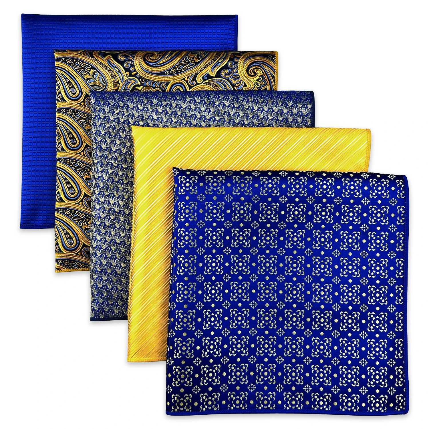 5-piece mens pocket square silk handle set color large accessories gift party W240921