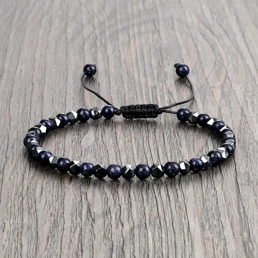Men Irregular Hematite Beads Bracelet Charm Women 4 6 8MM Natural Lava Tiger Eye Bead Couple Bracelet Fashion Friendship JewelryX240921