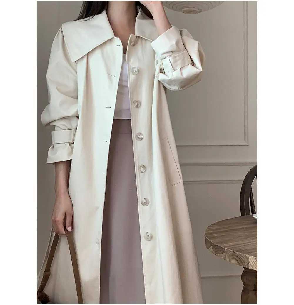 Gagarich Korean Chic Autumn Winter Retro Temperament Big Lapel Single Breasted Loose Medium Long Sleeved Woman Trench CoatX240921