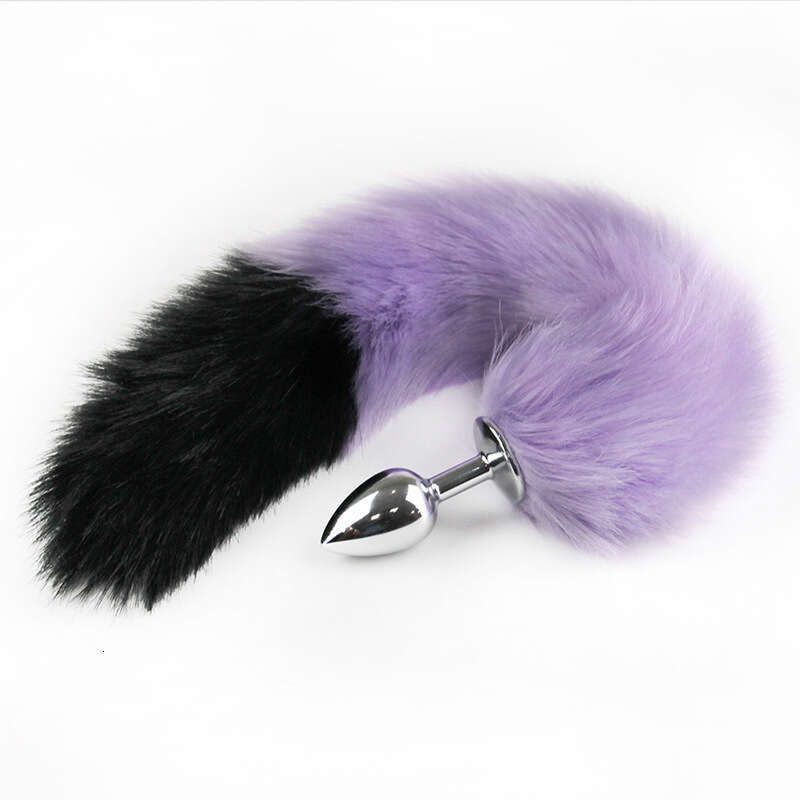 Color blocked fox tail anal plug SM training instruments, anal plug in the backyard, female metal anal plug, alternative sex toy