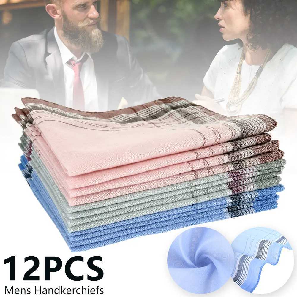 12pcs Classic Handle Head Towel Multi Color Square Plain Pocket Towel Mens Wedding Party Business Chest Towel W240921
