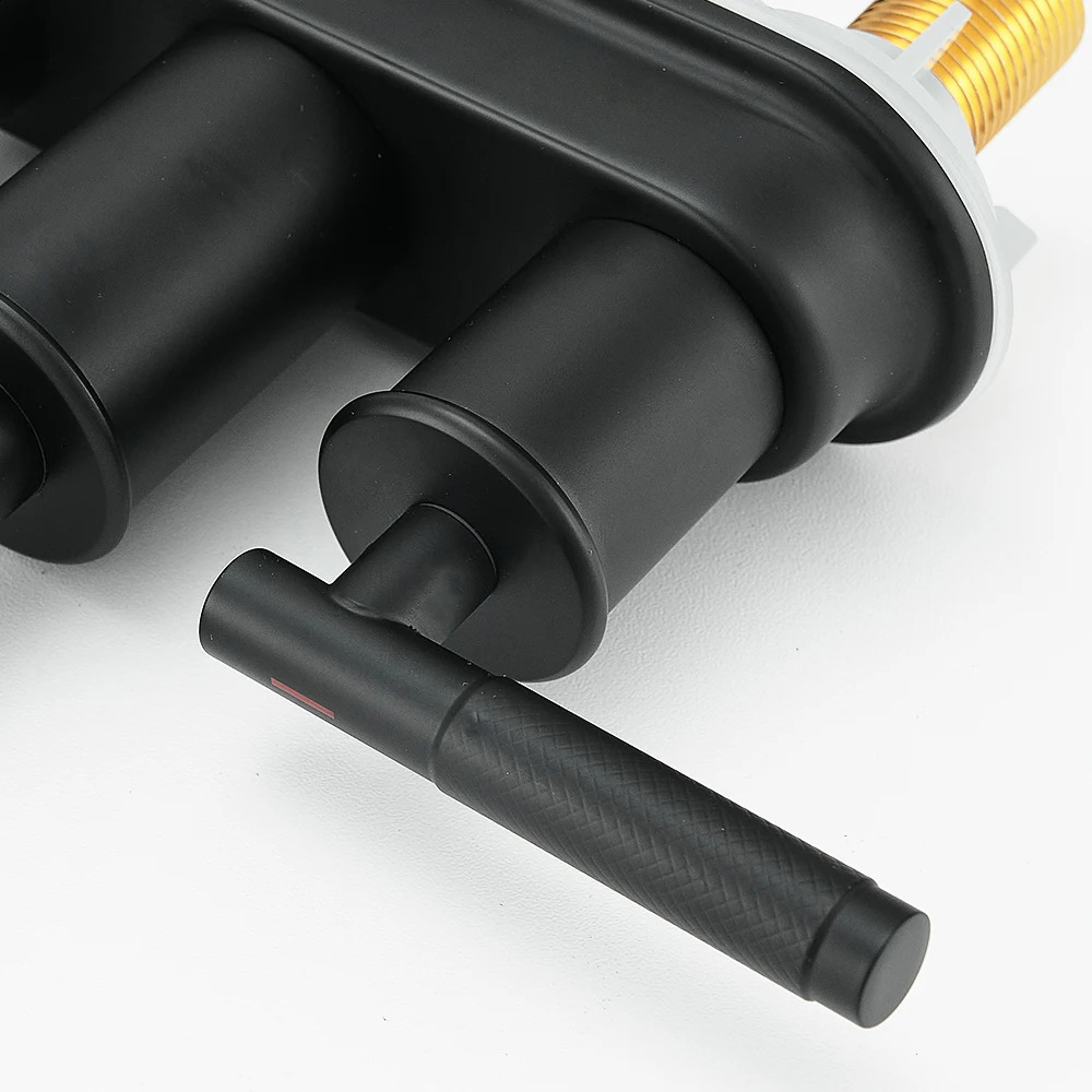 Basin Faucets Matte Black Deck Mounted Bathroom Sink Faucets 3 Holes Double Handle And Cold Water Mixer Tap 855111 240918