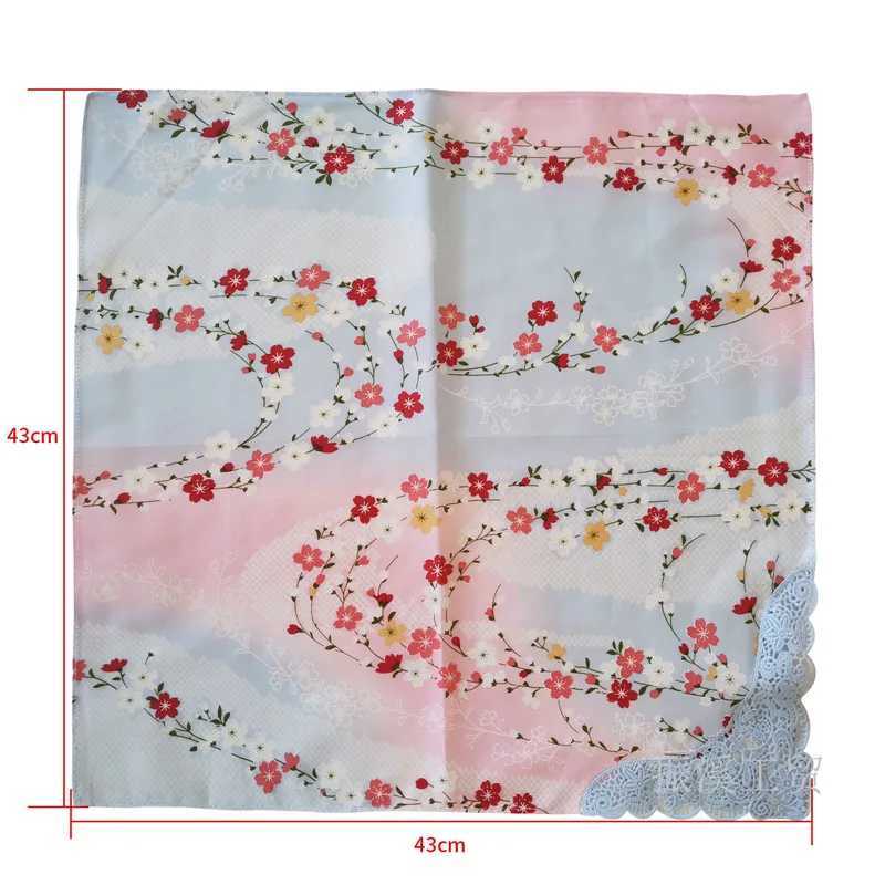 1Pc 43x43cm Printed Cotton Hollow Lace Sweater Square Scarf Womens Handle Chieftain Wedding Party Gift W240921