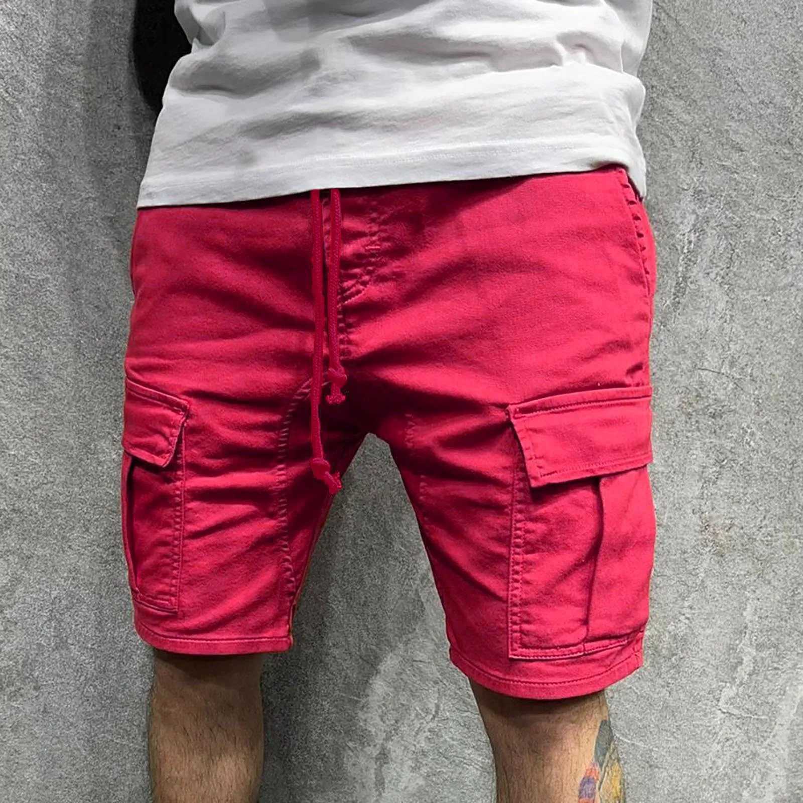 Male Casual Mid Waist Shorts Pant Solid Mechanic Pants for Men Many Pockets Pants Cargo Pants for Men Relaxed Fit with FoamX240921