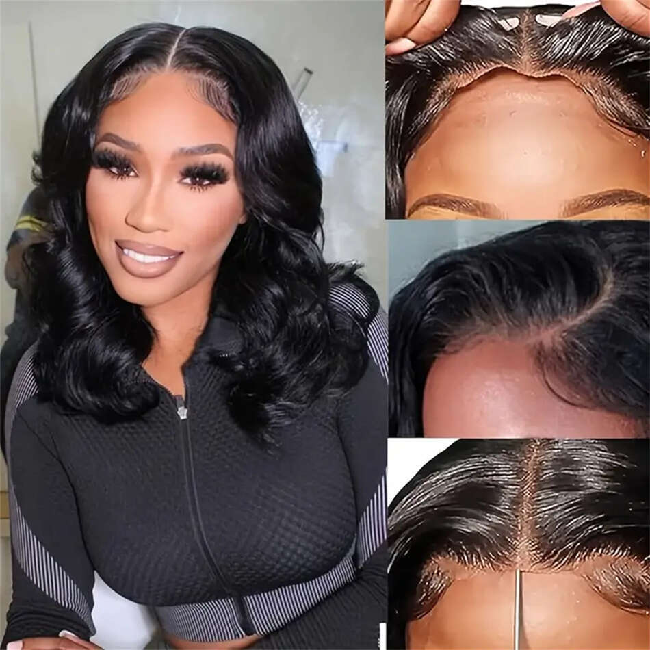 Glueless Bob Body Wave 4X4 Lace Human Brazilian Wigs 100% Natural Hair Wig 180% Density 8-16 Inch