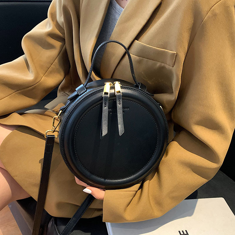 Round Leather Crossbody For High Quality Handbags Women Bags Designer Shoulder Bag Female Retro Clutch Purses