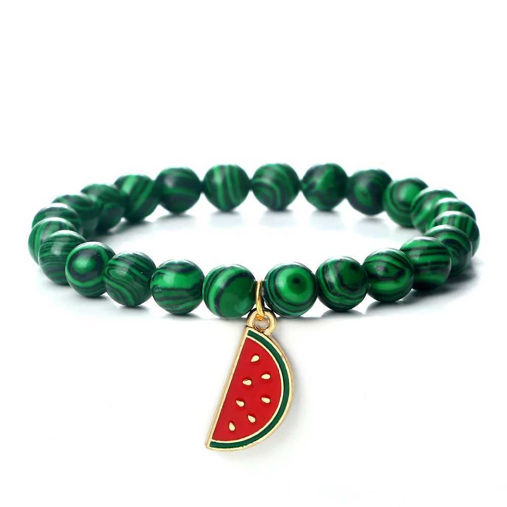 Fashionable Malachite Stone Beads Bracelets Women Boho Fruit Watermelon Bracelet Bangle Girls Charm Prayer Summer Jewelry GiftX240921