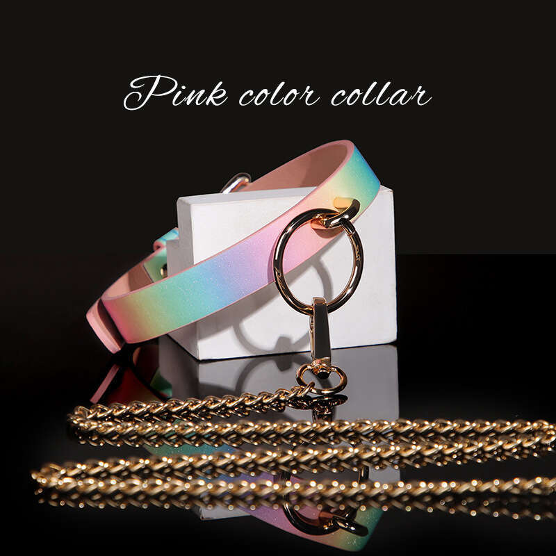 SM Sex Props PU Binding Neck Set Female Dog Training Color Traction Chain Collar Alternative Adult Products Hair Replacement