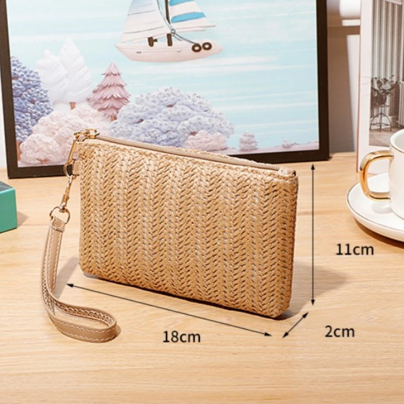 Designer Bag Fashion Ladies Wristlet Clutch Weaving Bag Women Daily Money Phone Straw Woven Coin Purse Summer Beach Wallet Bolsa 240919