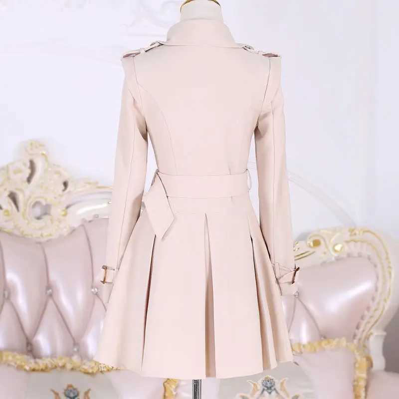 Women Trench 2024 Spring Autumn Windbreaker Beige British Coat Slim New Solid ColorX240921