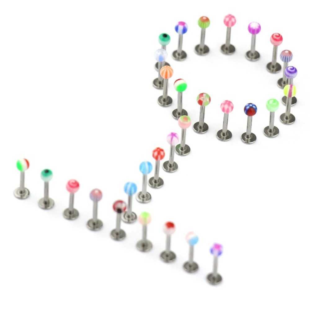 10Pcs/lot 16G Plastic Monroe Piercings Mixed Color Lip Ring Cartilage Tragus Piercing Jewelry Women Acrylic Labret Lip Piercing Y240921