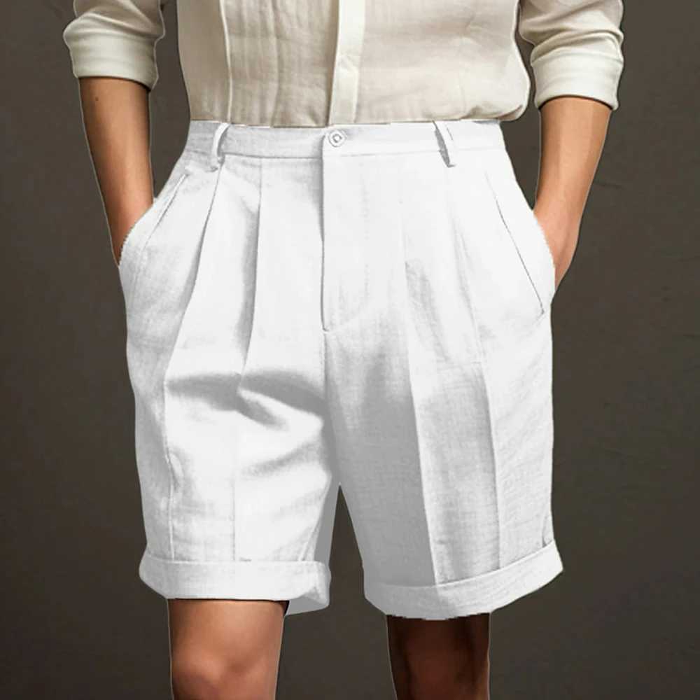 M XXL 2024 Summer Men Shorts for Classic Office Home Solid Color Casual Loose Pants High Elastic Waist Slim Fit Cargo TrousersX240921