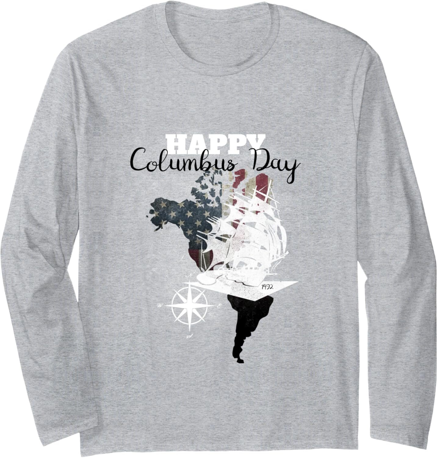 Long Sleeve Shirts for Men sweatshirt Happy Columbus Day American Flag Cute Holiday Gift Long Sleeve Tee Streetwear Casual tops clothes