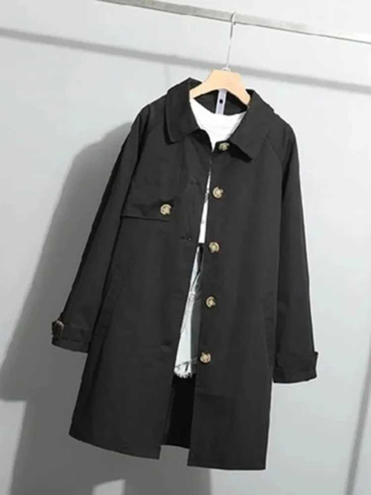 Womens Trench Medium and Long 2023 Spring and Autumn Coat British Style Jackets Temperament Single-breasted Womens WindbreakerX240921