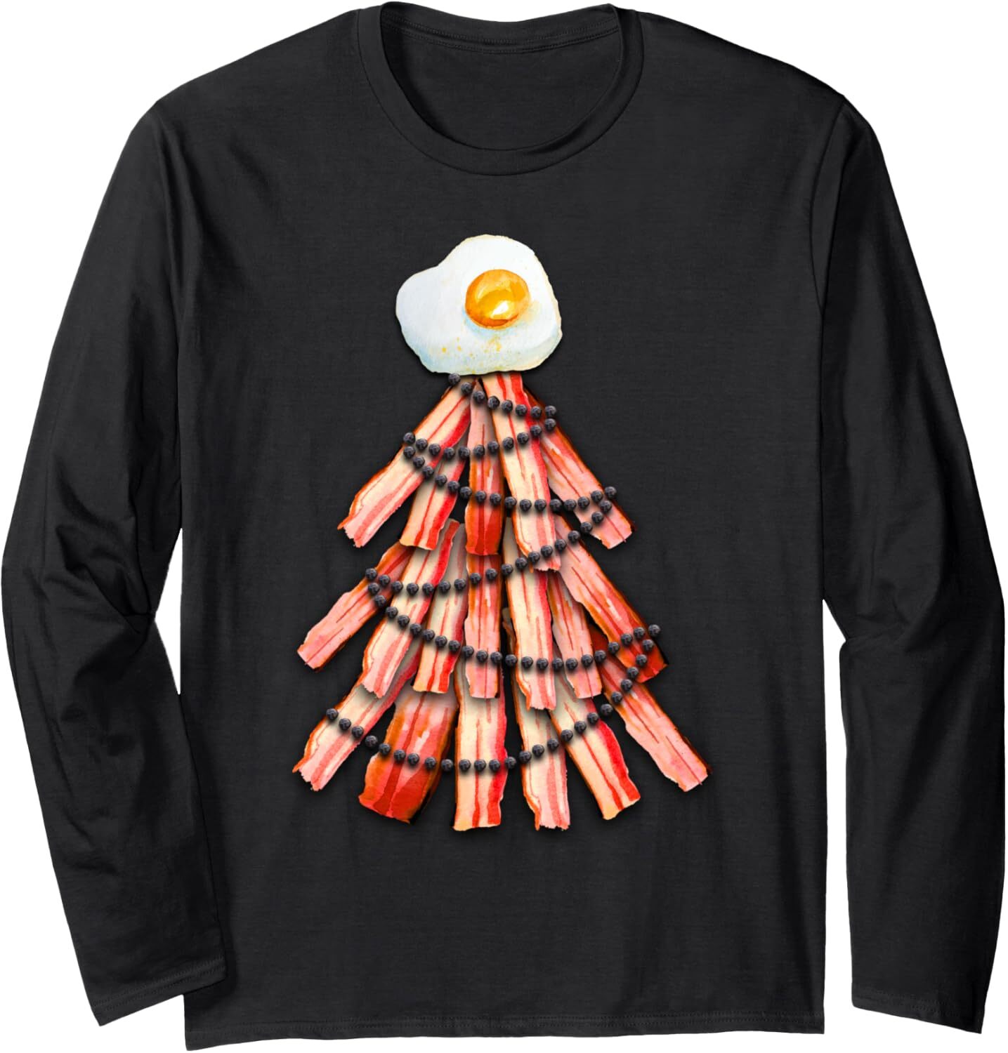 Long Sleeve Shirts for Men sweatshirt Bacon Tree With An Egg On Top Funny Christmas Gift Long Sleeve Tee Streetwear Casual tops clothes fashion