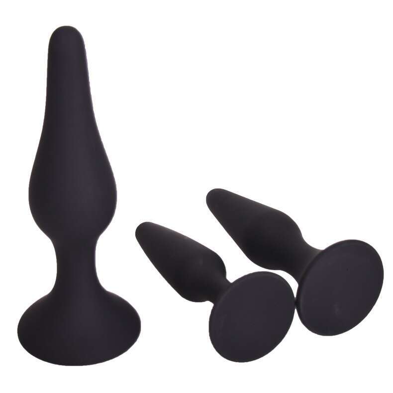 Suction cup anal plug three piece set of masturbation equipment 3pcs in a set anal plug but sex toy