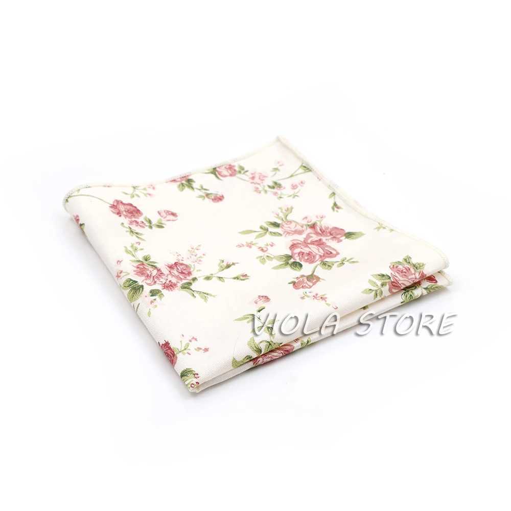 Hot New Floral Handkerchief 100% Cotton Hankie 23cm Womens Wedding Party Daily Set Pocket Square Gift Tailcoat Tie Accessories W240921