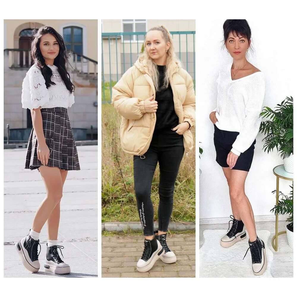 Fujin High Top Women Genuine Leather 8cm Platform Boots Wedge Hidden Heel Autumn Warm Fur Winter Shoes Sneakers