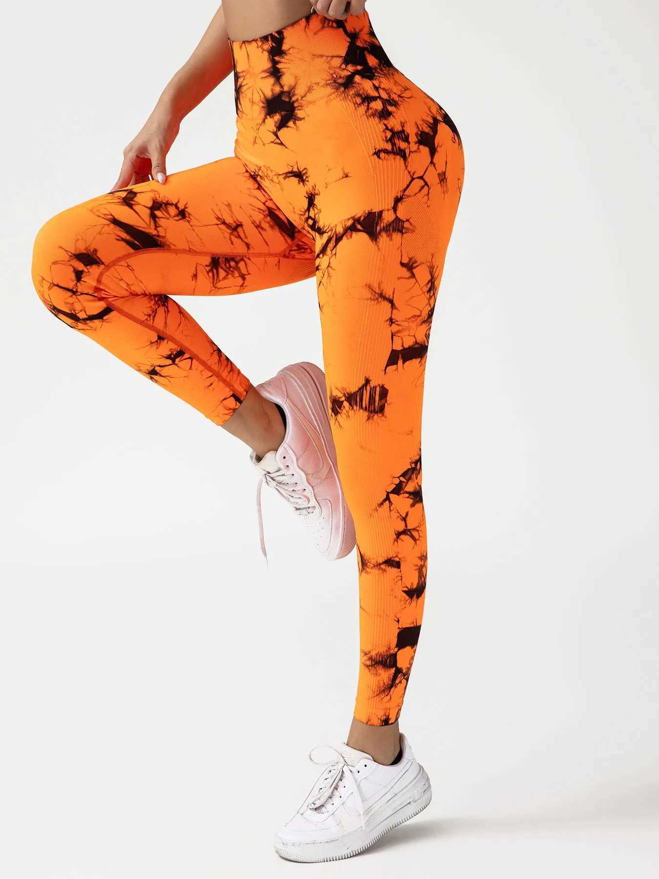 Yoga Outfit Womens tie dye seamless yoga long legs butter soft and stretch high waist push up exercise leggings womens active pants H240921