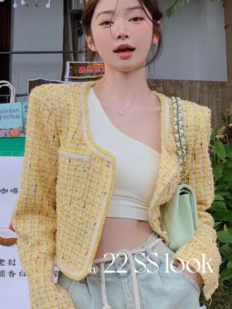 2023 Spring New French Design Fashion Sweet Tweed Jacket Women Woolen Short Coats Outwear Casacos Chaqueta Mujer