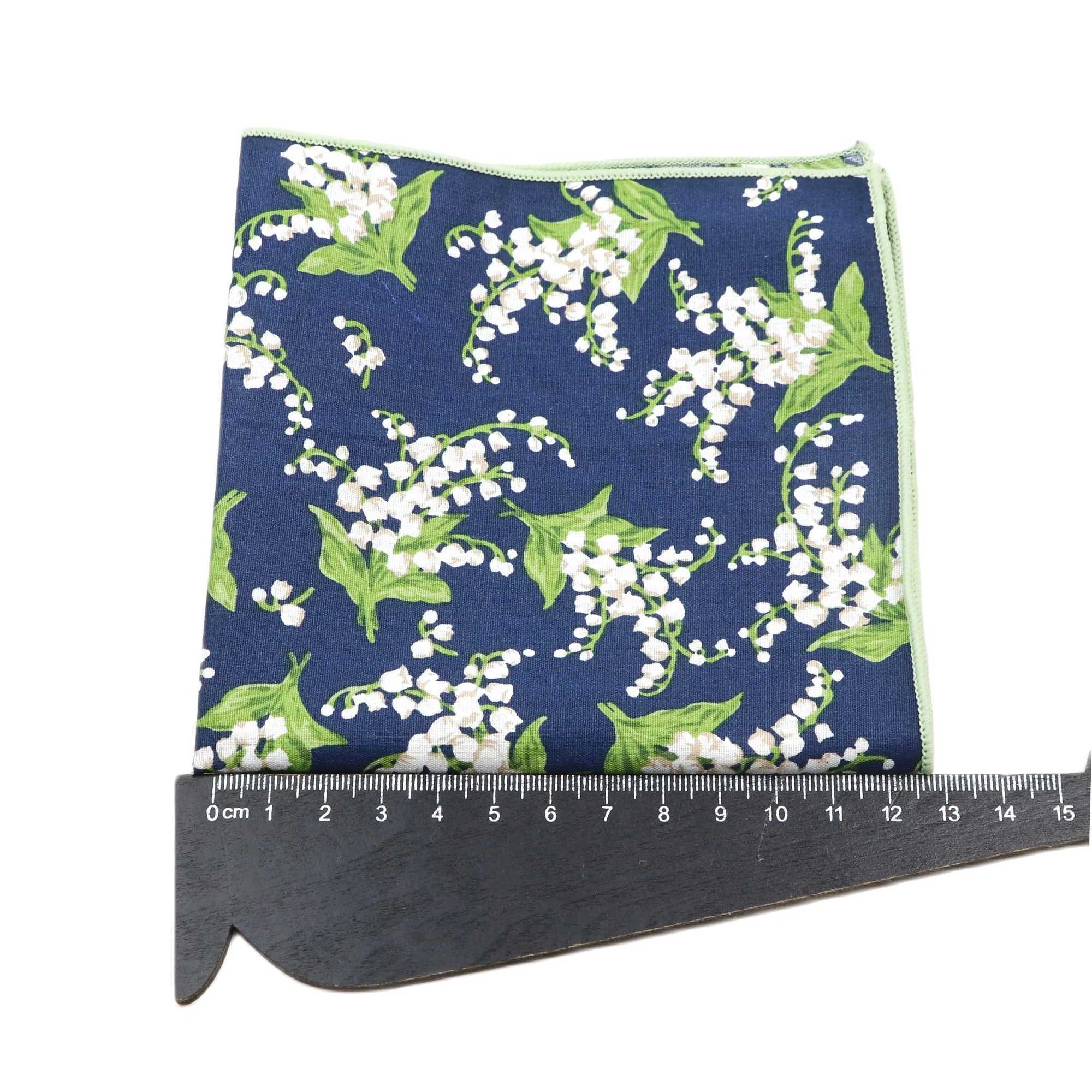 Fashionable mens 25cm floral cotton handle casual colorful printed scarf set accessories wedding gift W240921
