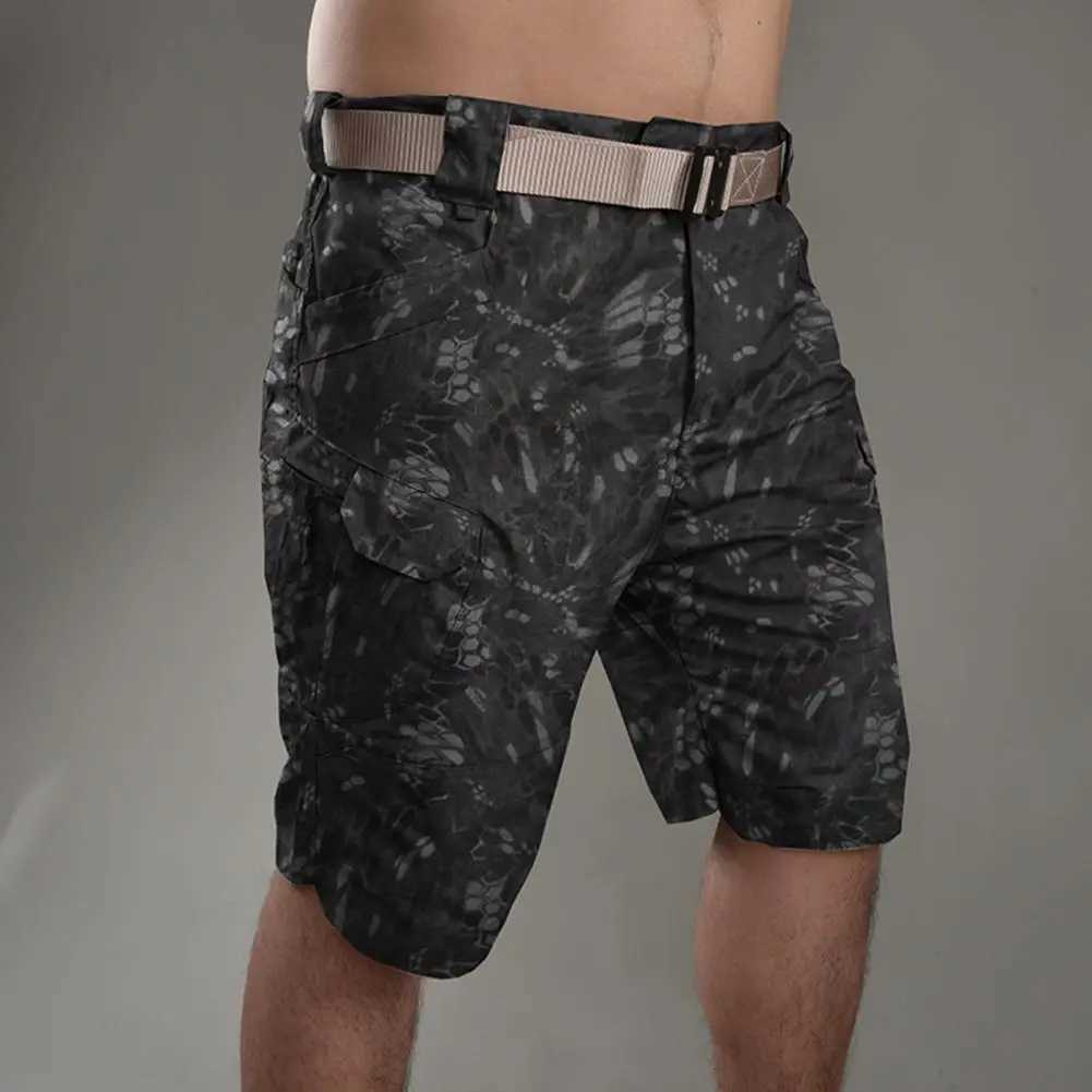 Men Summer Button Zipper Fly Shorts Urban Military Straight Leg Pockets Solid Camouflage Print Cargo Shorts StreetwearX240921
