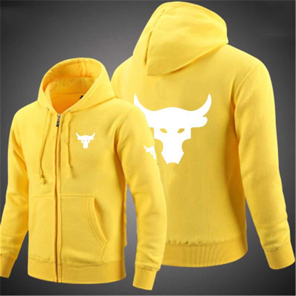 Men's Hoodies Sweatshirts Dwayne Johnson Brahma Bull Tattoo Printing SprAutumn Mens Zipper Hoodie Street Clothing Classic Casual Solid Color Zipp